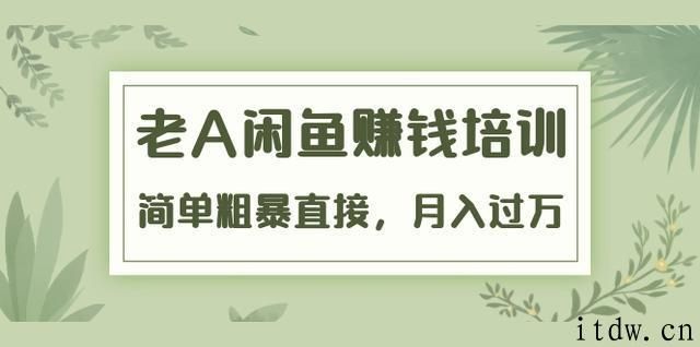 老A闲鱼赚钱培训，月入过万闲鱼实战课