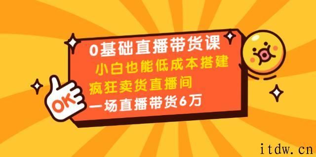 8堂0基础直播带货课，小白也能低成本疯狂直播卖货