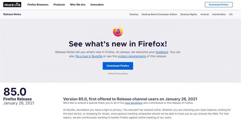 火狐浏览器 Firefox 85 宣布发布：停止适用 Flash，增加非常 Cookie 保护作用