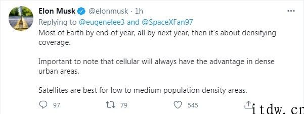 SpaceX 马斯克：星链2020年将覆盖地球，速率将翻番至 300Mb/s，延迟降到约 50ms