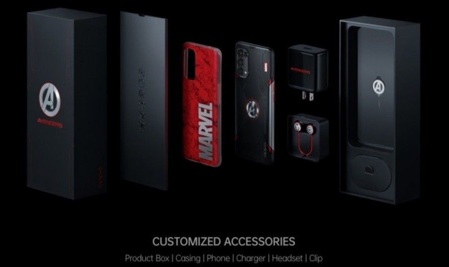 OPPO Reno5 4g 漫威限定版发布：手机上、手机耳机、取卡针整套定制，将于 3 月 15 日开售