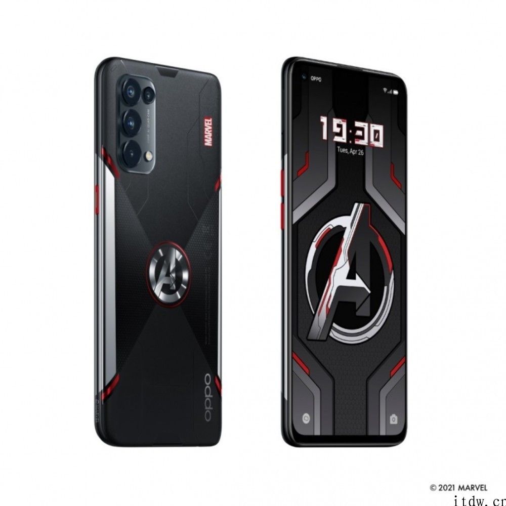 OPPO Reno5 4g 漫威限定版发布：手机上、手机耳机、取卡针整套定制，将于 3 月 15 日开售