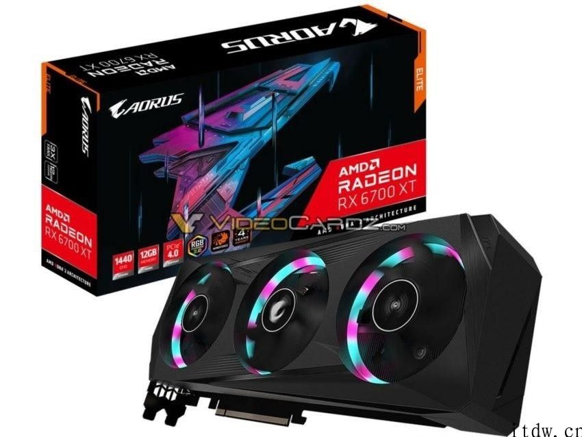 技嘉主板 RX 6700 XT AORUS ELITE 显卡曝光：双 DP 与双 HDMI 接口，三散热风扇带灯