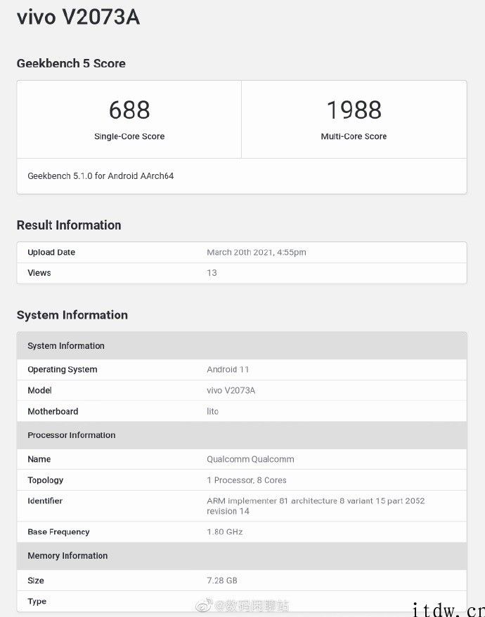 iQOO Z3 手机上骁龙 768G 跑分曝光，比天玑 1000  还弱一些