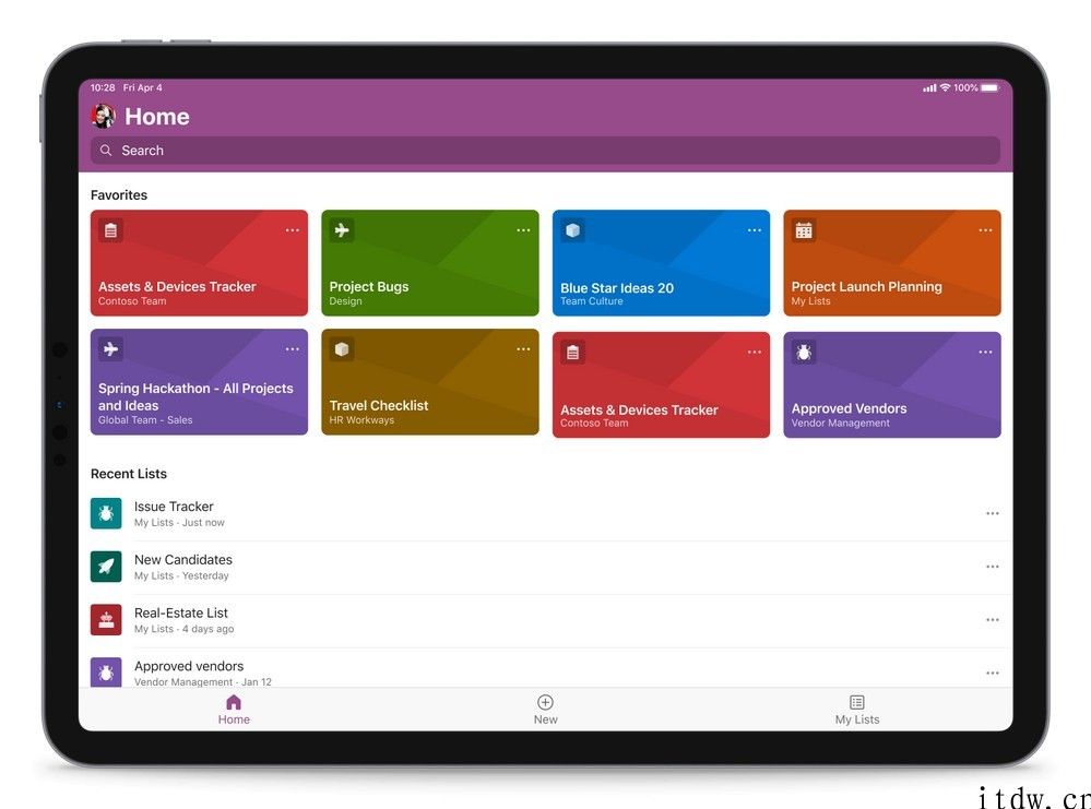 微软公司 Microsoft Lists 运用上线苹果 iPadOS 应用商店：为团队工作服务