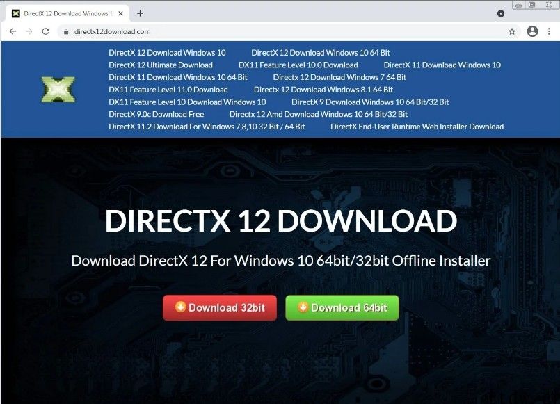 黑客建立假冒 DirectX 12 下载网站被曝出，安裝恶意软件窃取加密货币