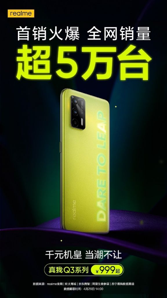 999 元起，realme 真我 Q3 Pro/Q3/Q3i 全网首销超 5 万部：支持 5G / 高刷屏