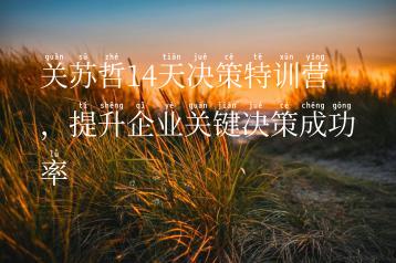 关苏哲14天决策特训营，提升企业关键决策成功率