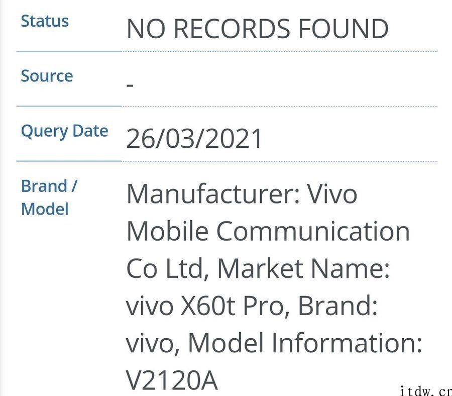 vivo 一款新机入网：有望为 X60t Pro，主打线下渠道