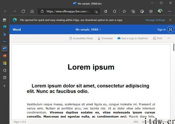 微软公司 Edge 浏览器整合 Office：一键打开 Word、Excel 和 PowerPoint 文档