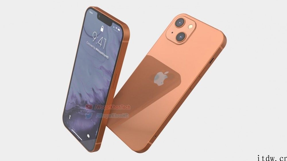 iPhone iPhone 13 全新渲染图：刘海缩小，后置摄像镜头排列微调