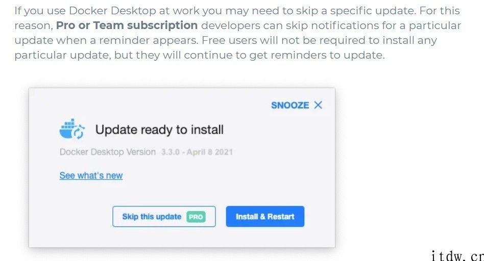 Docker 将“跳过升级”设为付费功能，引发网友吐槽