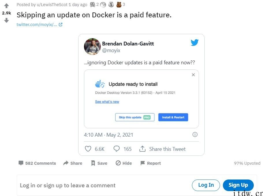 Docker 将“跳过升级”设为付费功能，引发网友吐槽