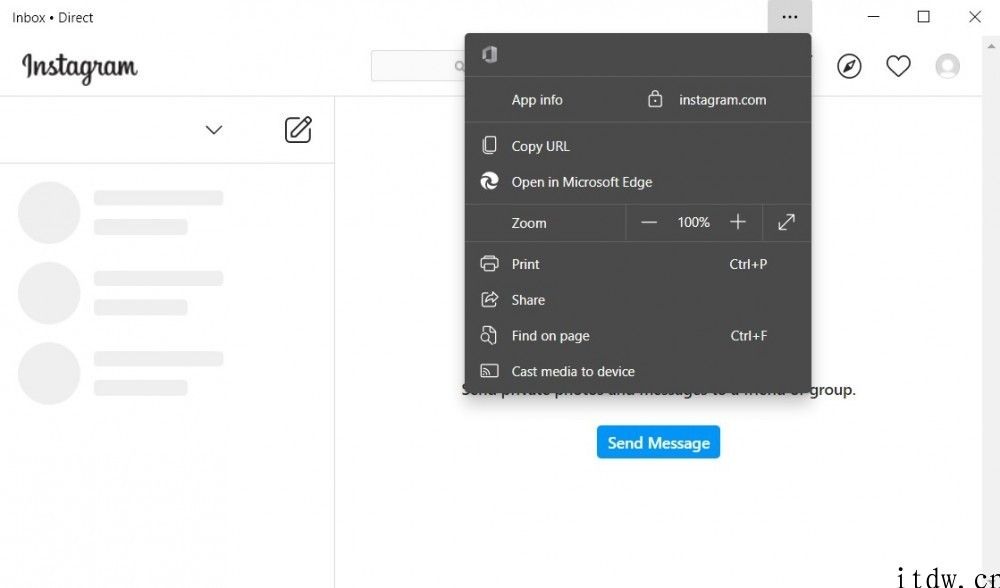 Instagram Win10 版已升级为 Edge PWA 运用，还不可以发布照片