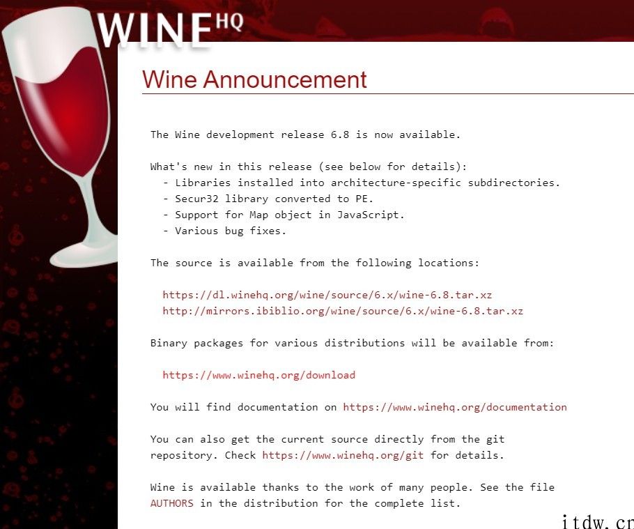 Wine 6.8 版本发布：已支持 JavaScript 中的 Map 对象