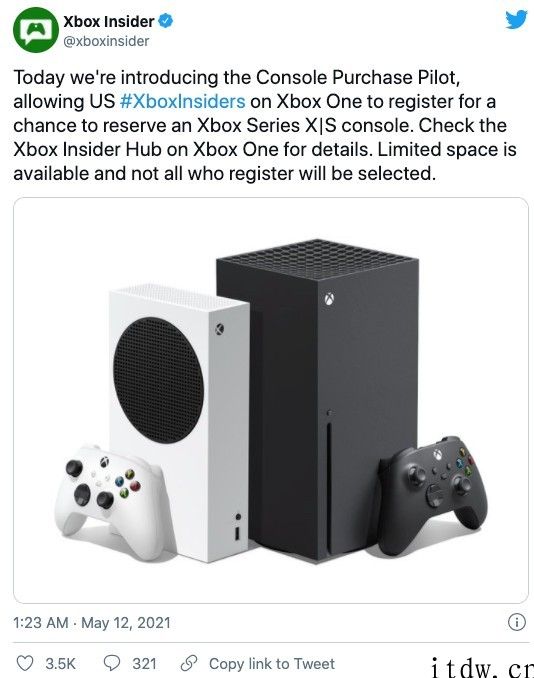 微软公司为 Xbox One 内测用户提供预订 Series X/S 的机会