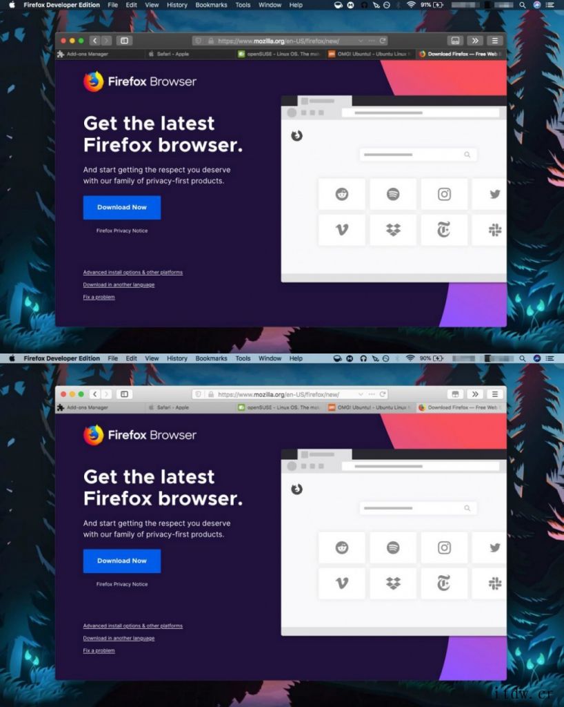 Mozilla 对 macOS 原生全屏的支持和增强型黑暗模