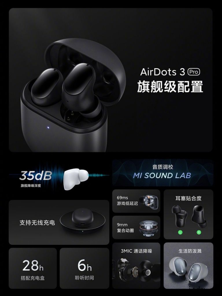 Redmi 品牌首款真无线降噪耳机 AirDots 3 Pr