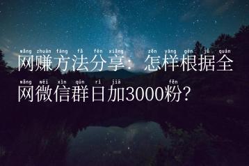 网赚方法分享：怎样根据全网微信群日加3000粉？