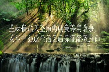 土味情话大全撩男朋友专用语录,女生学会这些话之后保证能撩到你