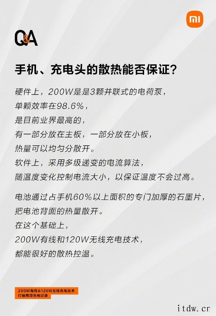 小米:200W 有线快充电池寿命远高于行业标准,800 次循