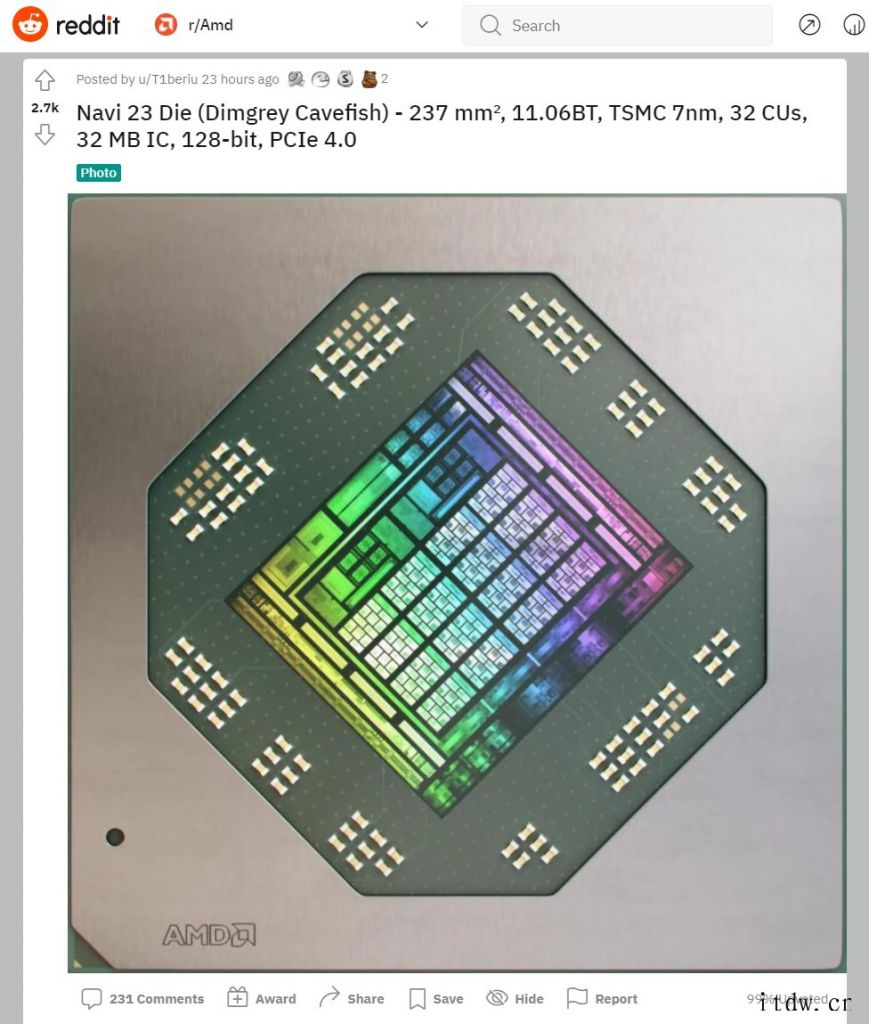 AMD Navi 23 显卡核心拥有 110