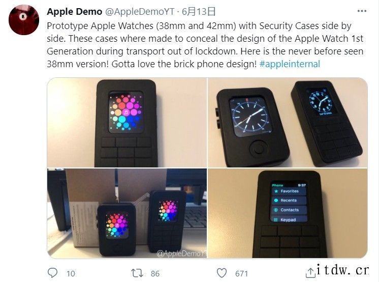 苹果初代 Apple Watch 38mm 版原型曝光,神似