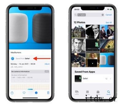 苹果 iOS 15 新功能:照片应用会显示保存的图片来自哪些