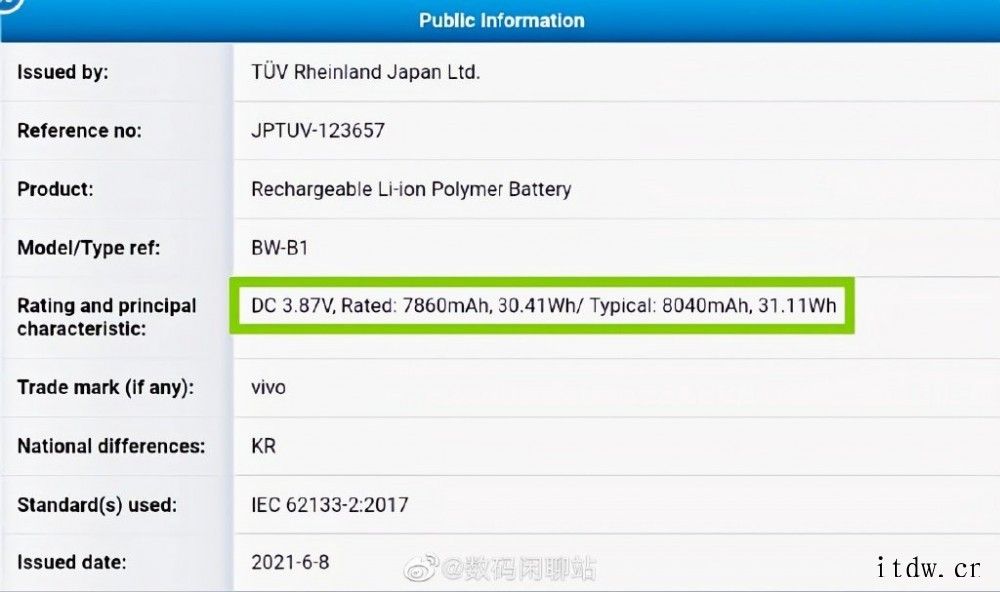 vivo 首款平板电池通过认证:额定容量 7860mAh