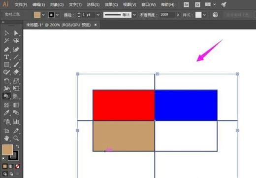 AI软件,如图,小编用矩形工具先画一个矩形,接着用直线工具画