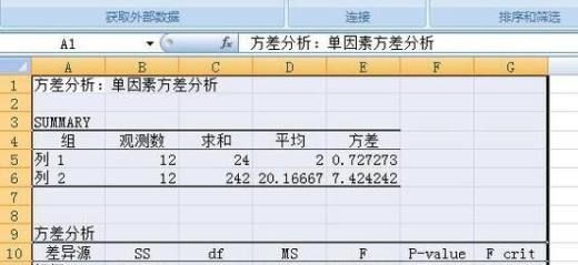 怎么用Excel2007进行方差分析