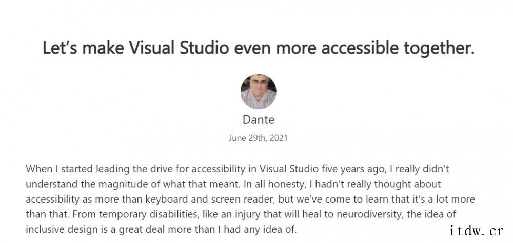 微软 Visual Studio 将获得多项辅助功能,对残障