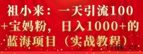 祖小来:一天引流100+宝妈粉,日入1000+的蓝海项目