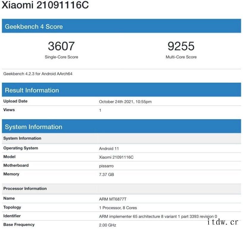 Redmi Note 11 Pro 现身跑分网站:搭载天玑