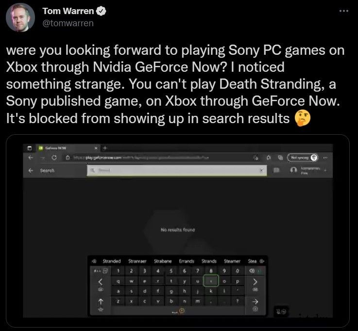 微软 Xbox 游玩《死亡搁浅》偷渡失败,GeForce N