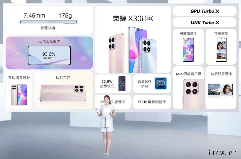 1399起,荣耀X30i 手机正式发布:175g 轻薄机身/