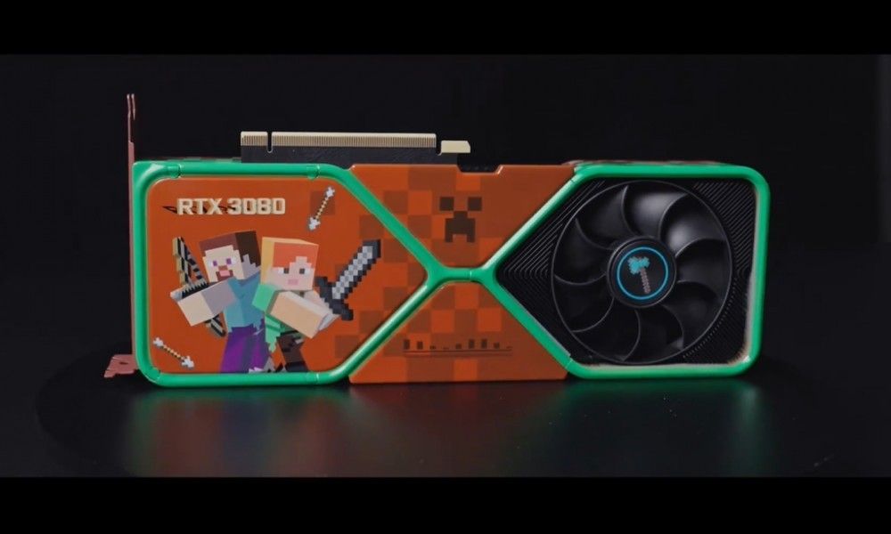 英伟达《我的世界》定制款 RTX 3080 显卡亮相,组装视