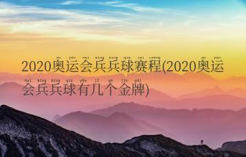 2020奥运会兵兵球赛程(2020奥运会兵兵球有几个金牌)