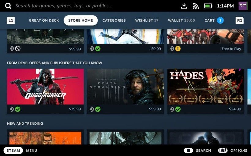 Steam Deck 掌机游戏商店页面曝光:UI 设计简洁,