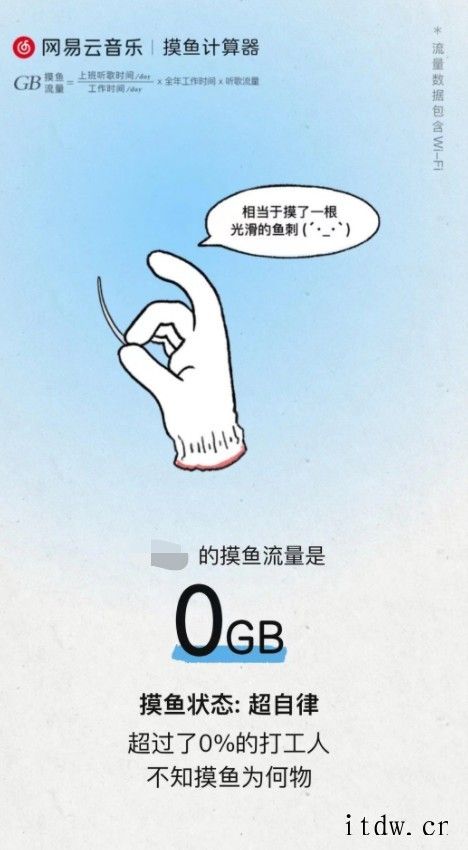 网易云音乐推出“摸鱼计算器”,可估算工作时间内的摸鱼流量