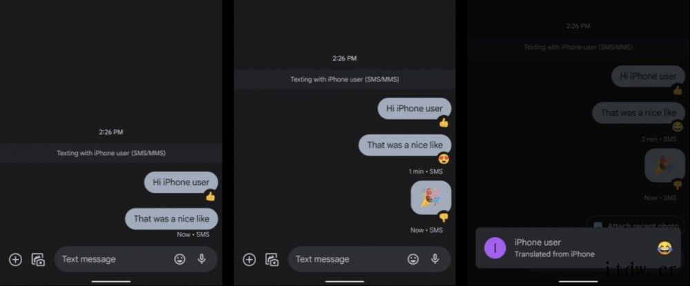 谷歌将支持自动翻译苹果 iMessage 的反应消息