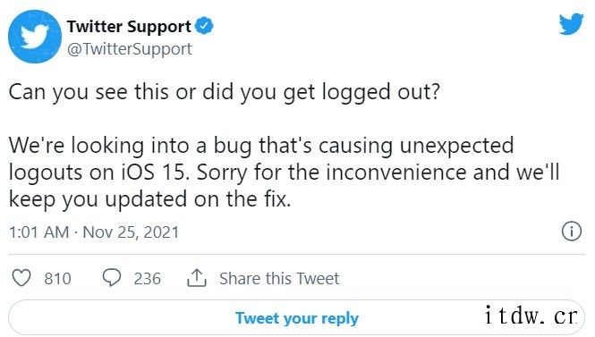 Twitter 推特 iOS 版出现奇怪 Bug,随机注销用