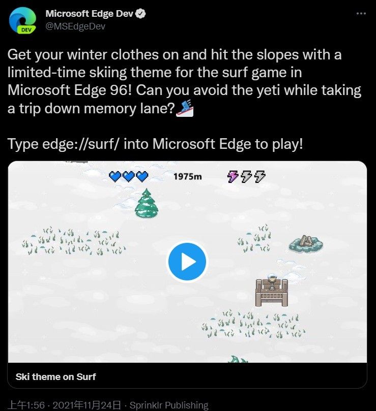 冬日限定,微软 Edge 浏览器“冲浪”小游戏迎来更新:体验