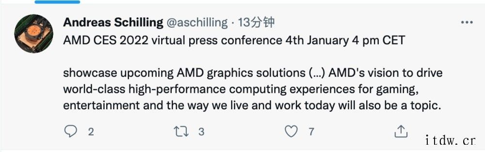 AMD CES 2022线上发布会时间曝光,将介绍全新图形解