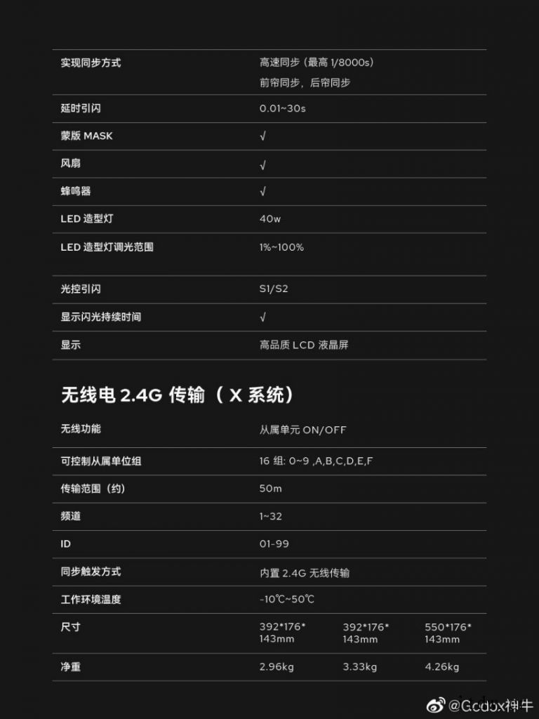神牛推出闪客三代高速影室闪光灯 QT400II 等:极速回电
