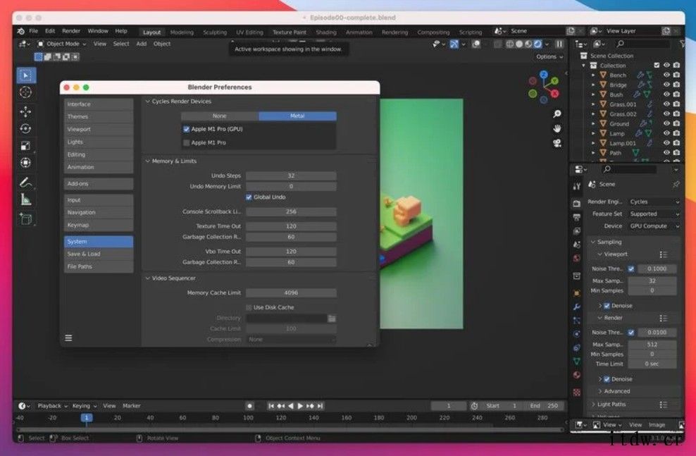 免费开源三维工具 Blender 适配苹果 M1 Mac,开