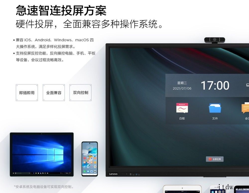 联想发布 thinkplus 会议平板 T86 Pro:4K