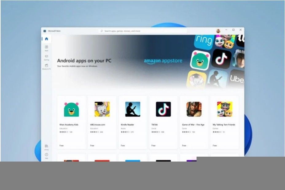 亚马逊应用商店已升级支持安卓 12,将持续为微软 Win11
