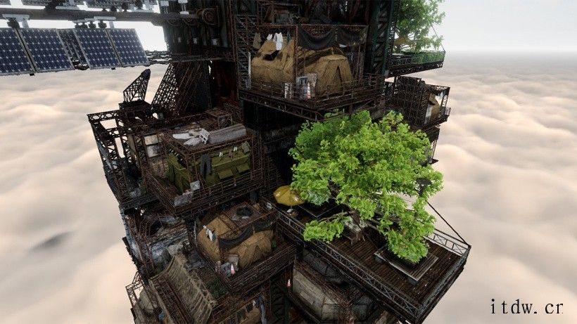 国产游戏《流亡云端》上线 Steam:灾后高空生存模拟建设