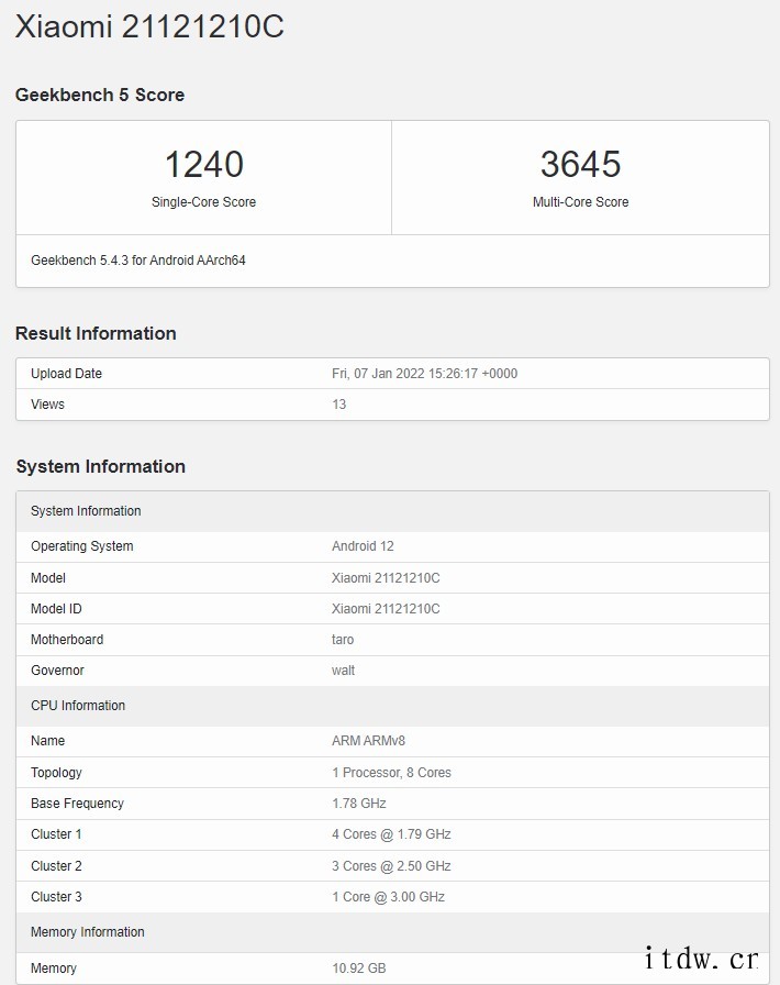 Redmi K50 电竞版现身 Geekbench 5:搭载